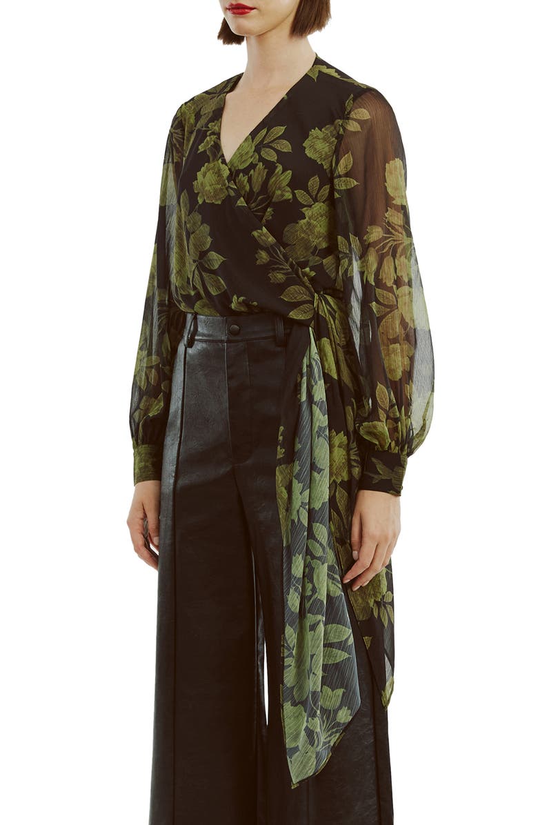 Bardot Diana Floral Georgette Wrap Top, Alternate, color, 