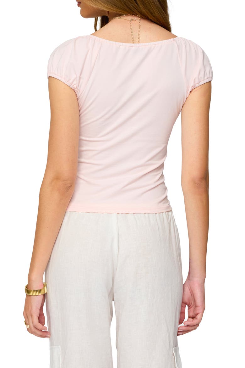 Oleana Gathered Bust Stretch Cotton Top, Alternate, color, LIGHT-PINK