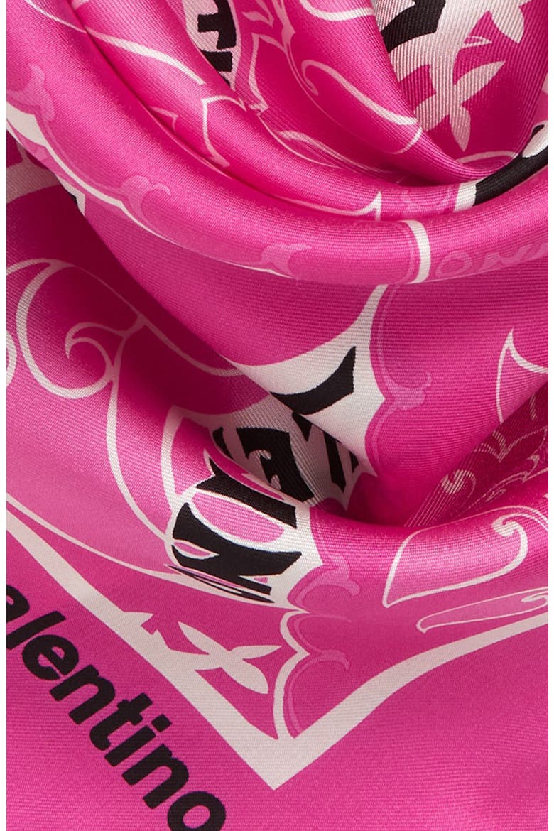 Manifesto Bandana Square Silk Scarf, Alternate, color, V5P PINK/ PINK PP/ AVORIO