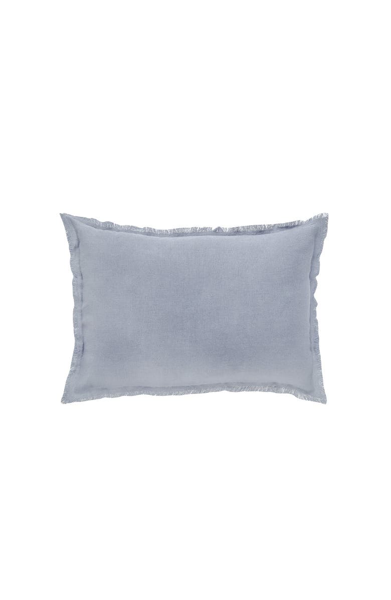 Anaya Soft Fringe Linen Pillow with Down Alternative Insert, Main, color, Chambray Blue