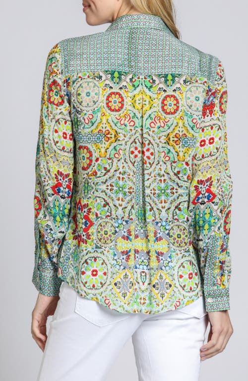 Apny Print Button-up Shirt In Yellow Multi