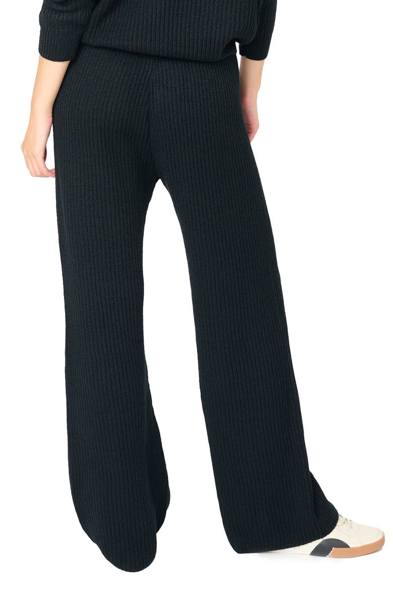 Gigi Drawstring Rib Sweater Pants, Alternate, color, BLACK