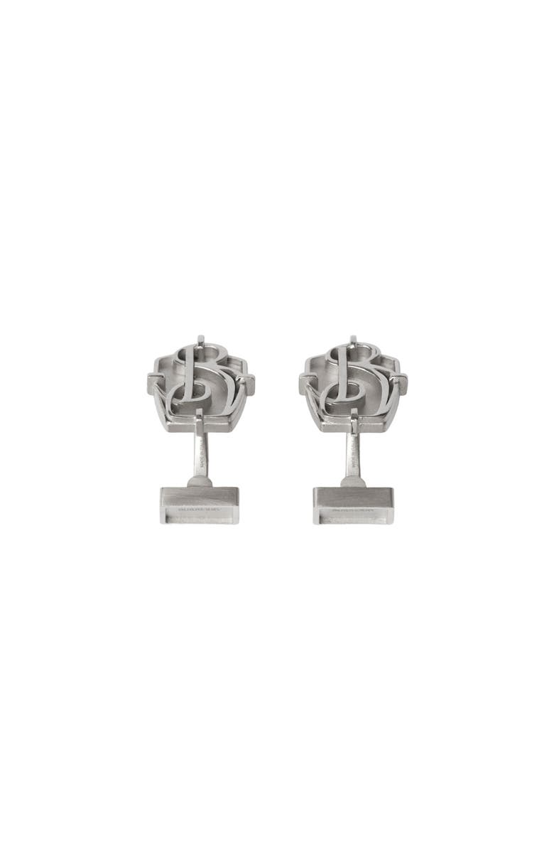 Burberry B Charm Cufflinks, Main, color, Silver