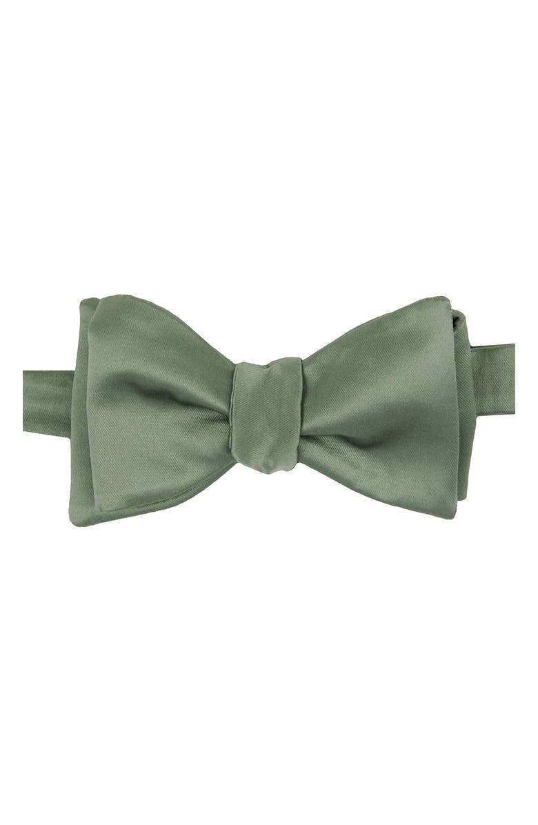 Brooklyn Brigade Solid Satin Bow Tie, Main, color, Sage