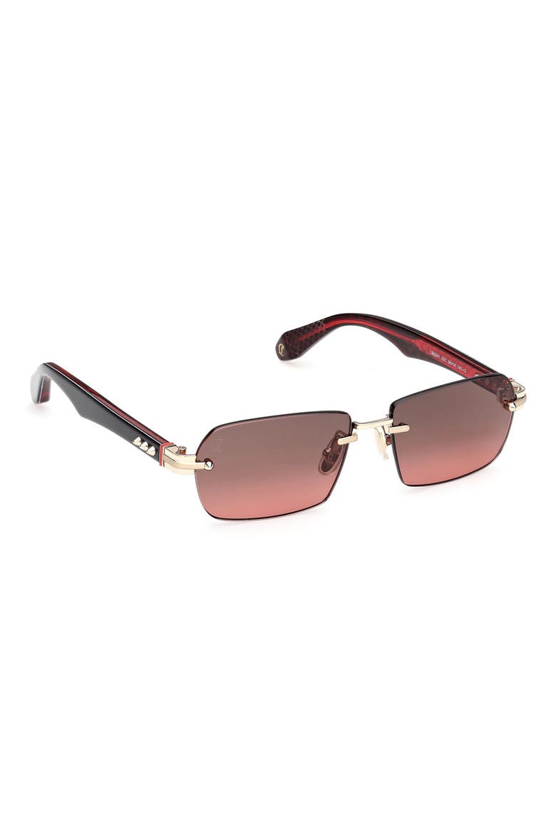 56mm Rectangular Sunglasses, Alternate, color, GOLD/ BLACK/ RED/ SMOKE