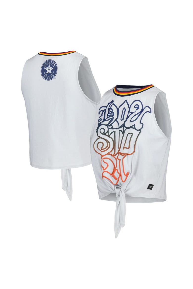 Women's The Wild Collective Gray Houston Astros Twisted Tie Front Tank Top, Alternate, color, White