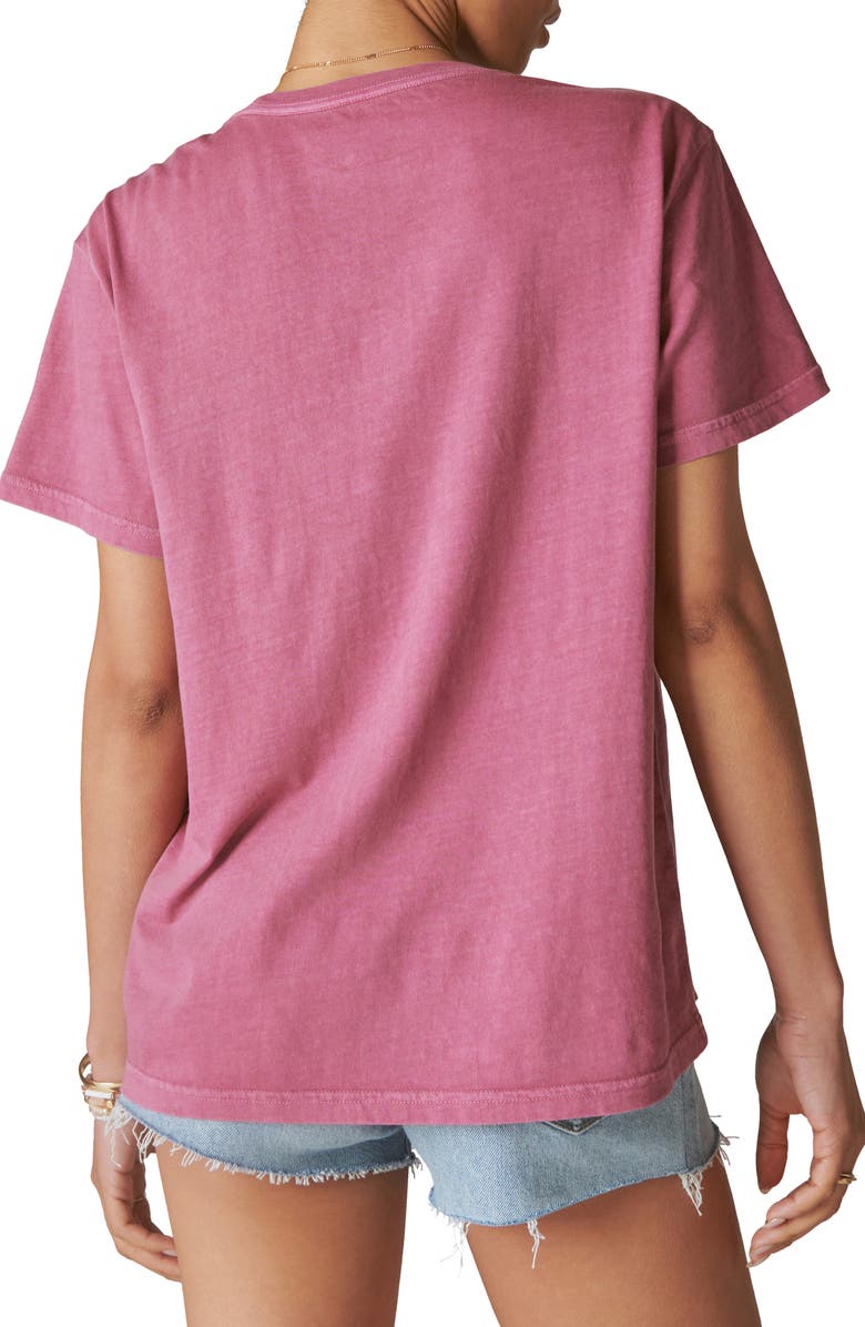 Lucky Brand Butterfly Garden Oversize Graphic T-Shirt, Alternate, color, Red Violet