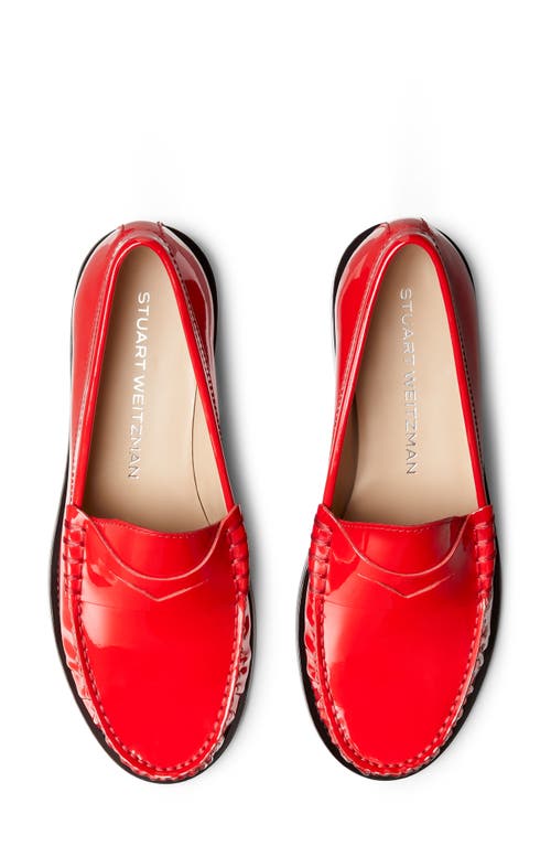 Stuart Weitzman Lottie Patent Penny Loafers In Cherry