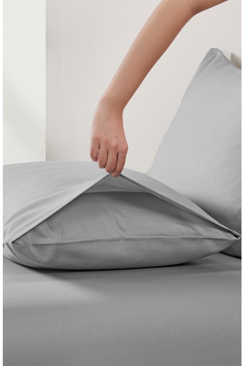 Signature Comfort 100% Egyptian Cotton Breatheable Percale Sheet Set, Alternate, color, Light Grey