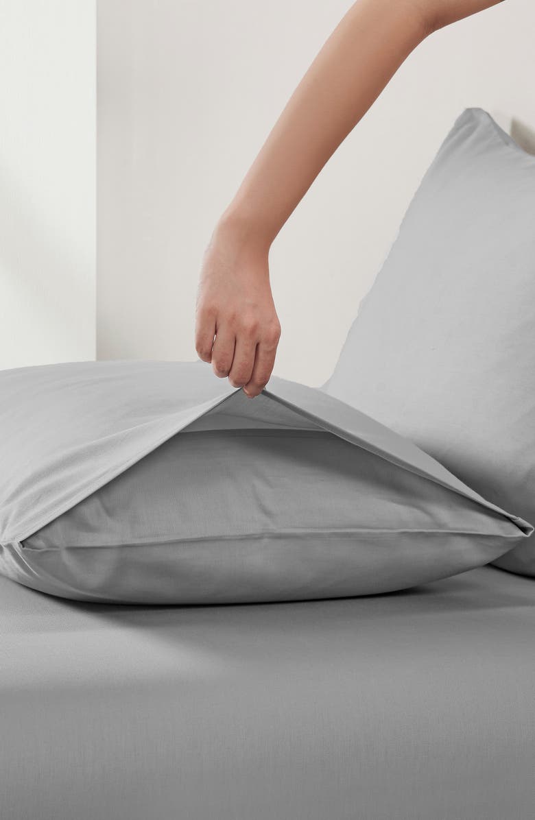 CALIFORNIA DESIGN DEN Signature Comfort 100% Egyptian Cotton Breatheable Percale Sheet Set, Alternate, color, Light Grey