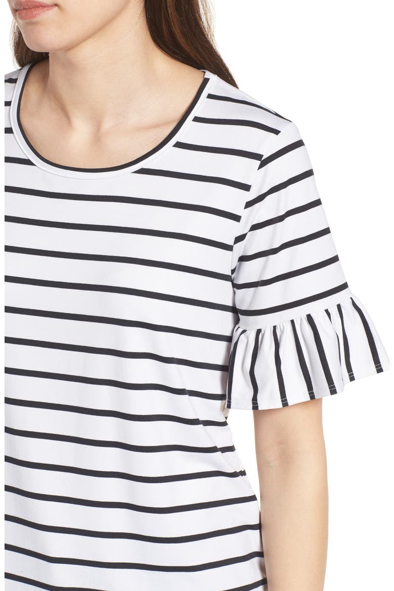 Bell Sleeve Tee, Alternate, color, WHITE/ BLACK