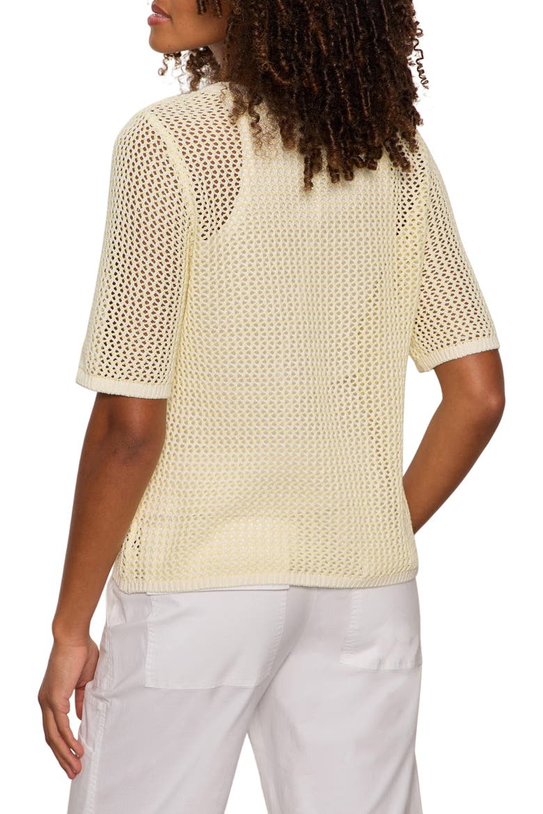 Open Stitch Short Sleeve Sweater, Alternate, color, LEMON DROP YELLOW