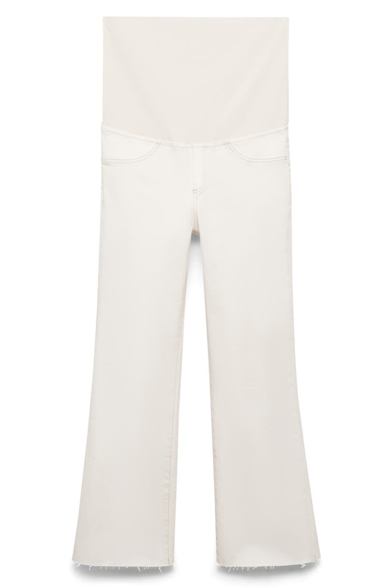 Over the Bump Raw Hem Crop Flare Maternity Jeans, Main, color, OFF WHITE
