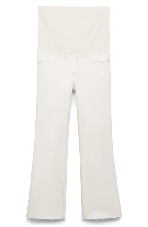 Over the Bump Raw Hem Crop Flare Maternity Jeans