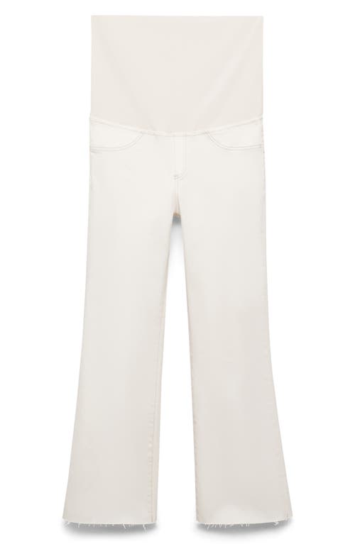Mango Over The Bump Raw Hem Crop Flare Maternity Jeans In White