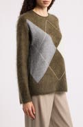 Theory Brushed Argyle Merino Wool and Cashmere Sweater