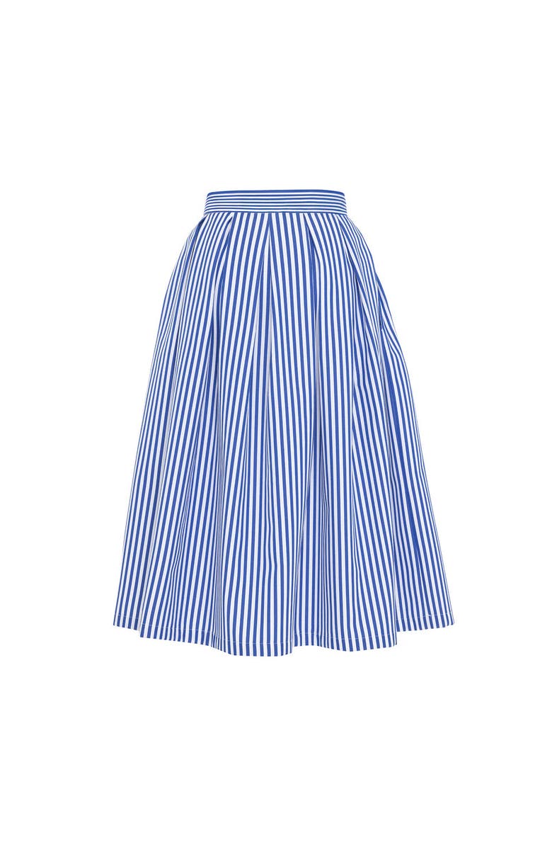 THEO The Label Echo Box Pleat Striped Midi Skirt, Alternate, color,