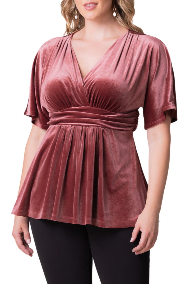 Kiyonna Park Avenue Velvet Top, Main, color, Mauve Rose
