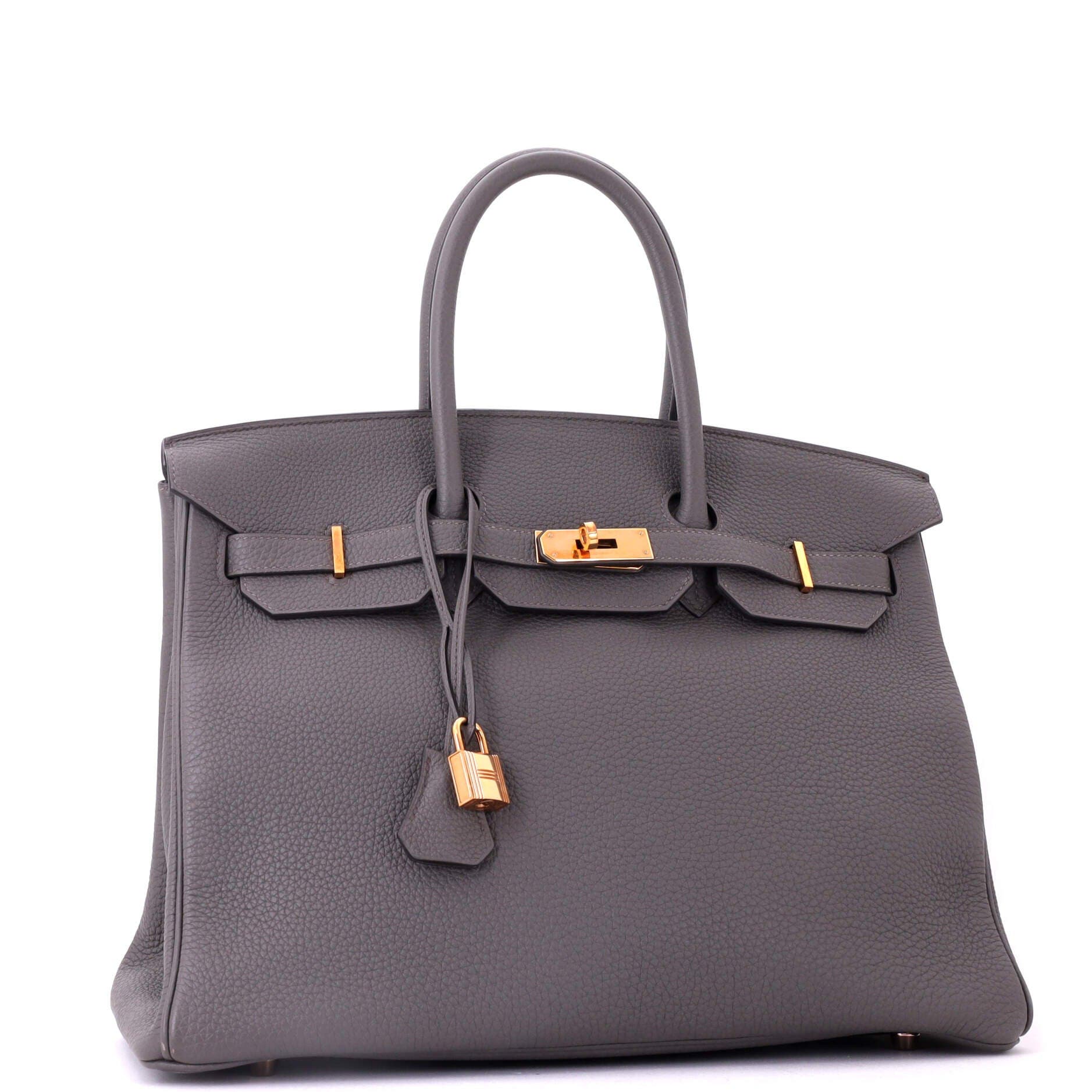 Pre-Owned Hermes Birkin Handbag Grey Togo with Gold Hardware 35, Alternate, color, Etain