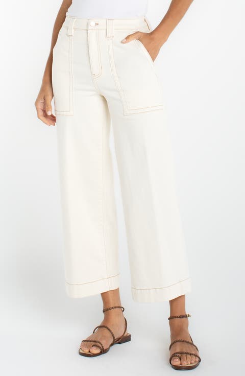 Stride Patch Pocket High Waist Crop Wide Leg Jeans (Seaside Dunes)