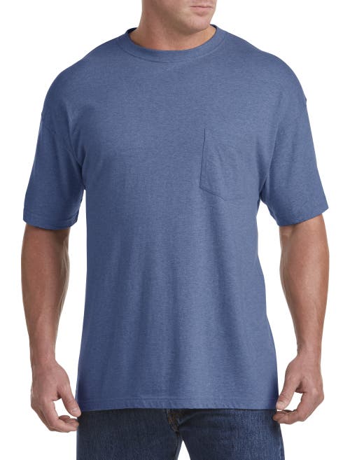 Harbor Bay By Dxl Big & Tall Moisture-wicking Pocket T-shirt In Blue
