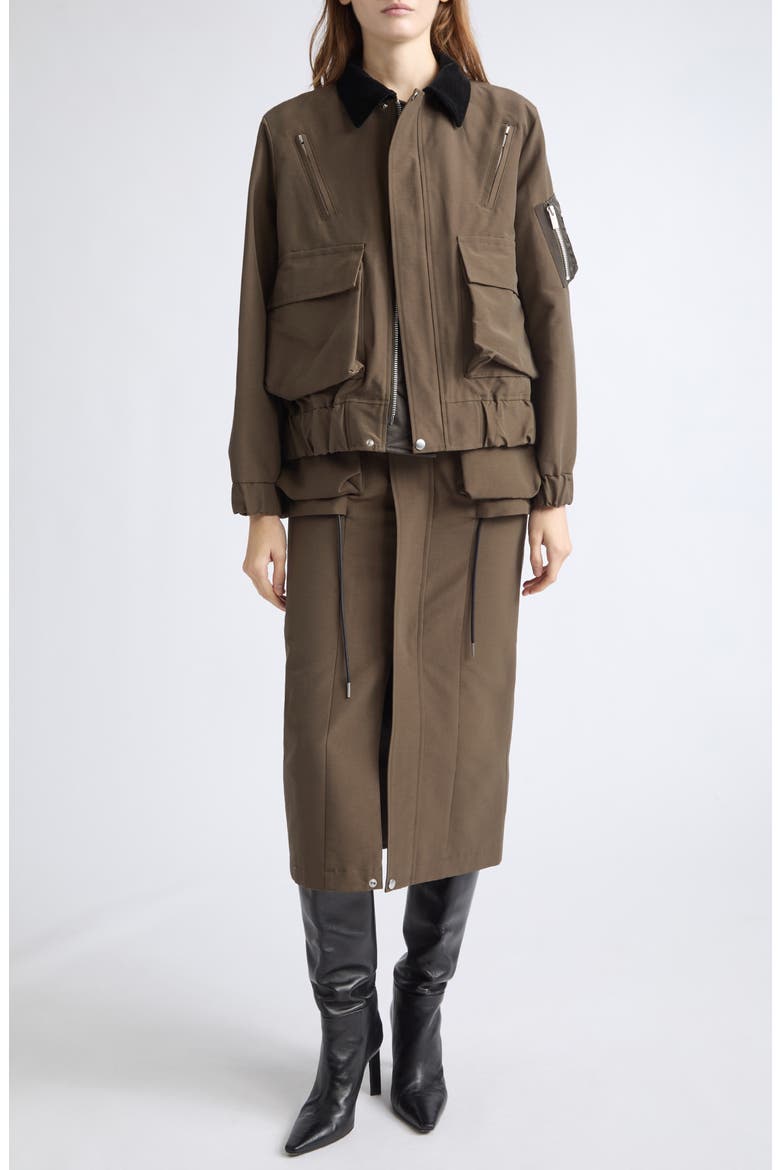 Grosgrain Bonding Blouson Jacket, Alternate, color, BROWN/ DARK KHAKI
