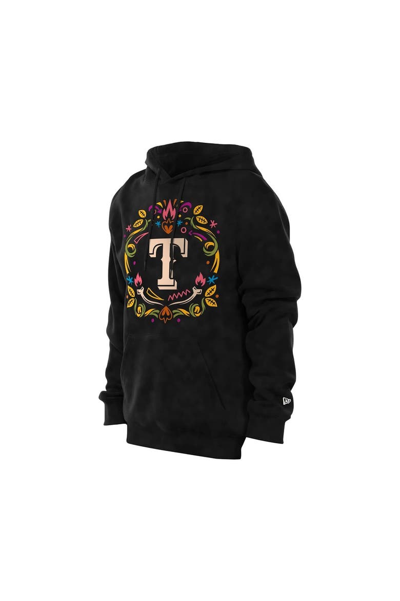 Men's New Era Black Texas Rangers Día de los Muertos Brushed Fleece Hoodie, Alternate, color, Black