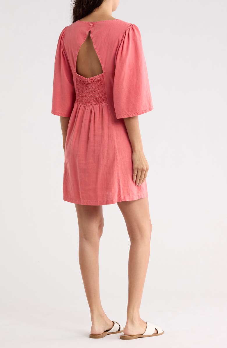 Young, Fabulous & Broke Fiora Elbow Sleeve Minidress, Alternate, color, Coral Crush Pigment