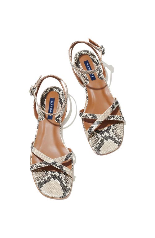 Margaux The Flat Sandal In Natural Python Embossed