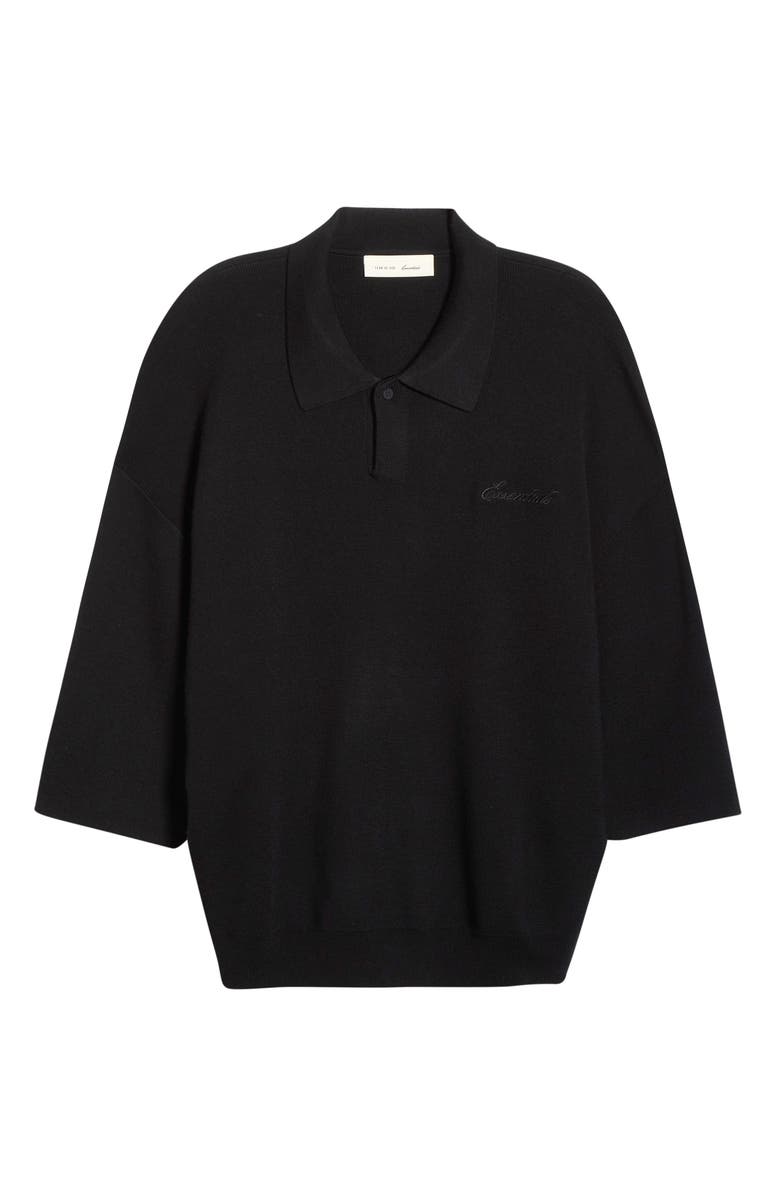 Fear of God Essentials Signature '90s Wool Polo Sweater, Main, color, Vintage Black