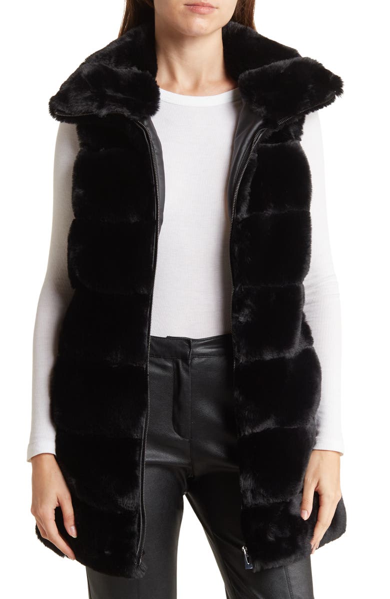 Via Spiga Hooded Faux Fur Vest, Main, color,