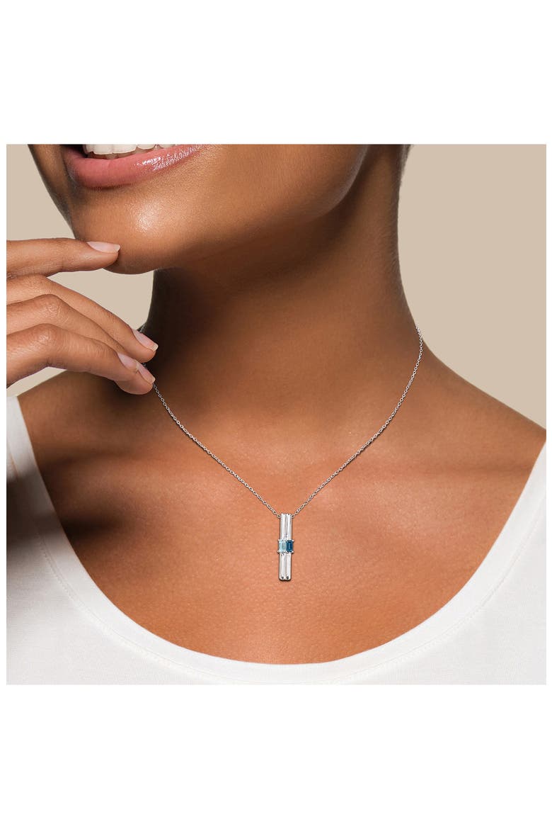 Sterling Silver Blue Topaz & Sky Blue Topaz Bar Pendant Necklace, Alternate, color, BLUE