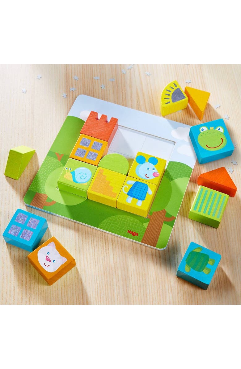 HABA Animal Squares Chunky Wooden Puzzle Building Blocks Arranging Game with Template Cards, Montessori Toys Toddler Puzzle Ages 2+, Alternate, color, Multi