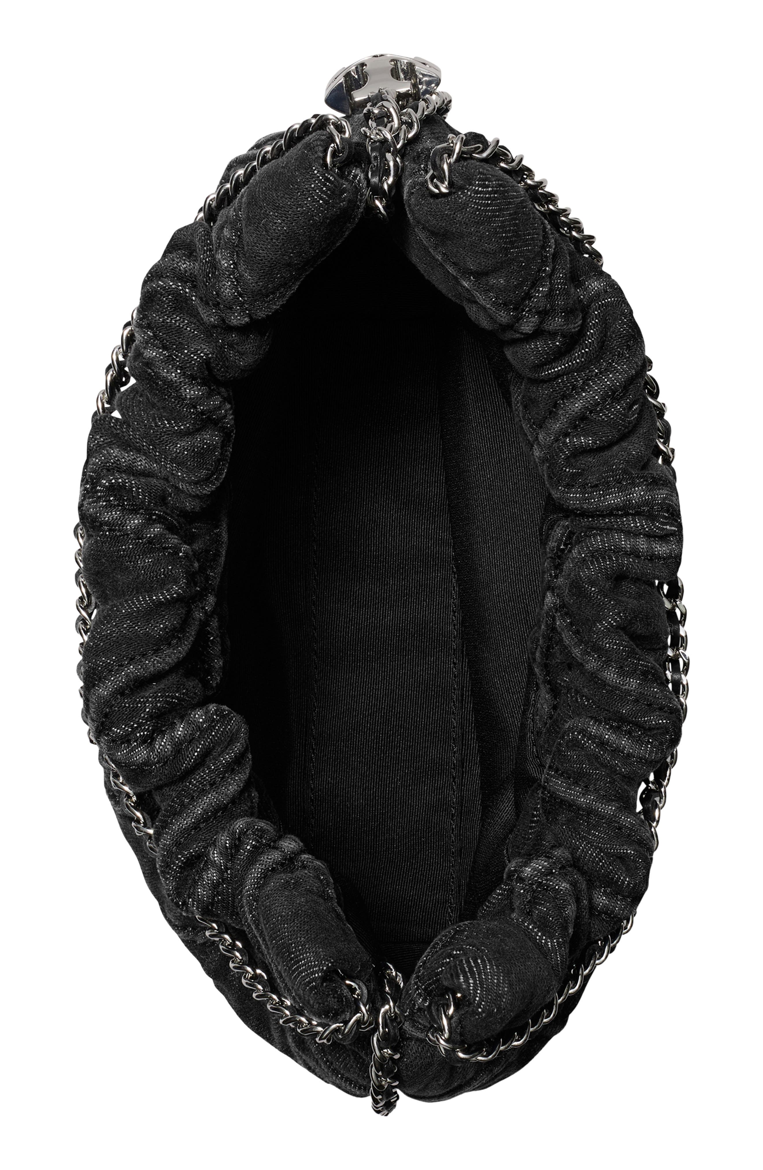Mini Fleming Quilted Denim Hobo Bag, Alternate, color, BLACK