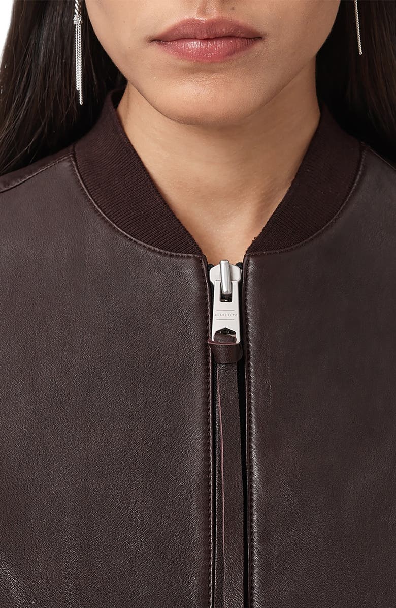 AllSaints Orten Leather Bomber Jacket, Alternate, color, Oxblood Red