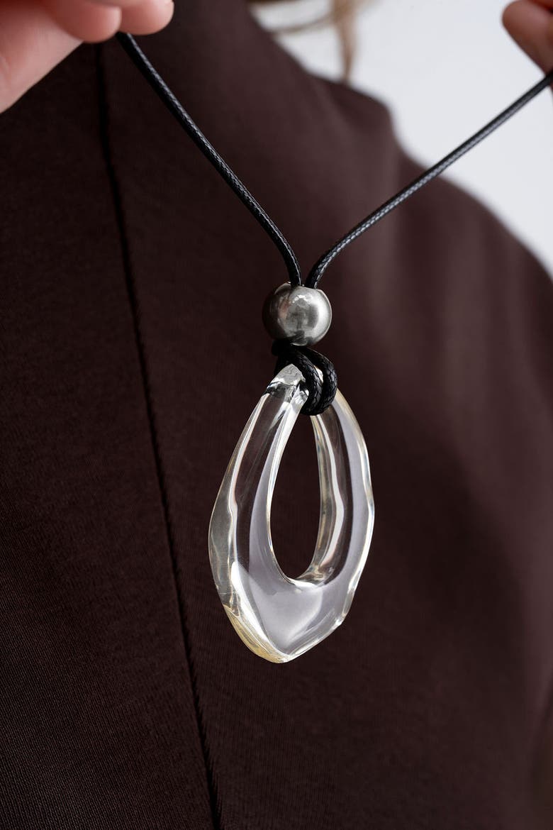 See Through Sphere Cord Necklace, Alternate, color, Silver