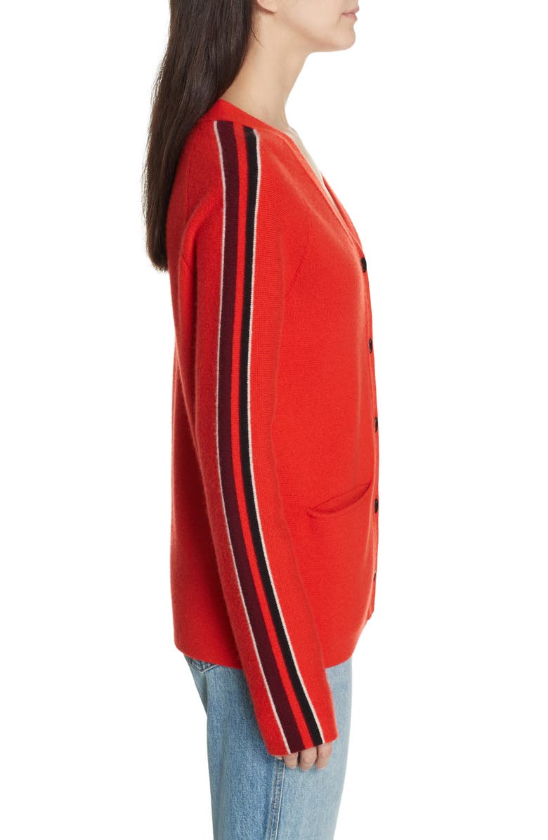 Proenza Schouler PSWL Stripe Sleeve Merino Wool & Cashmere Cardigan, Alternate, color, 