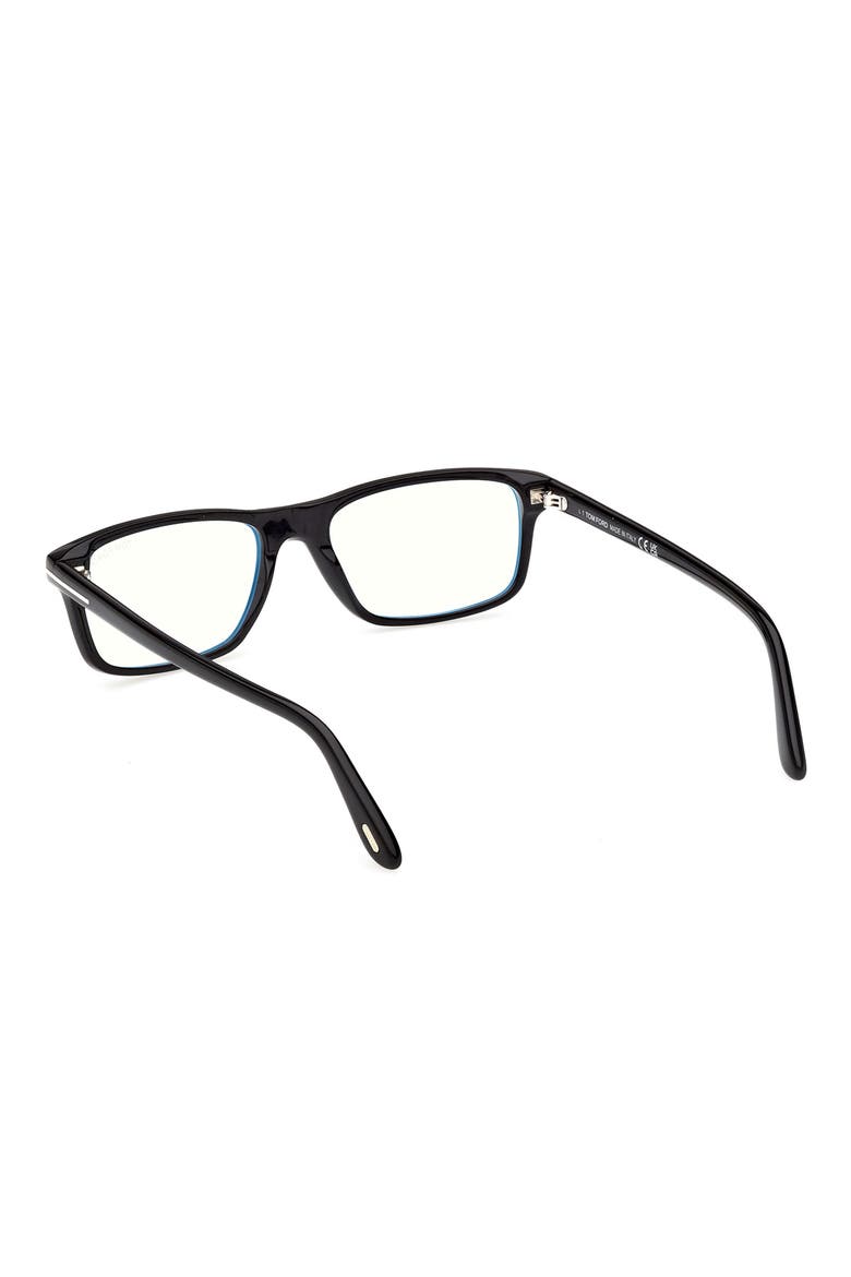 53mm Rectangular Blue Light Blocking Glasses, Alternate, color, SHINY BLACK / T LOGO