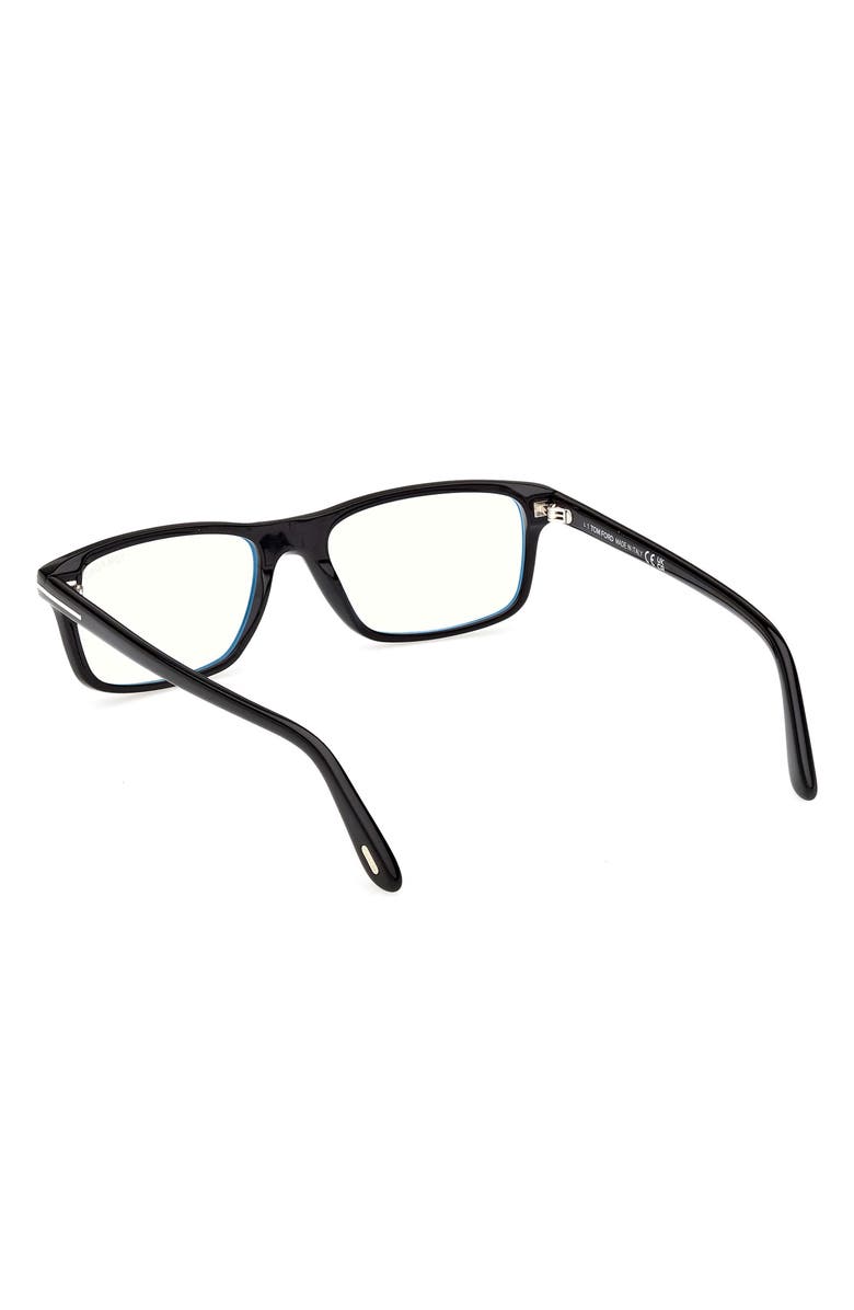 TOM FORD 55mm Rectangular Optical Glasses, Alternate, color, Shiny Black / T Logo