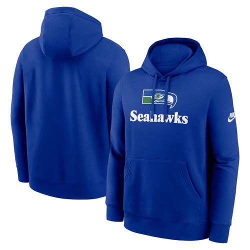 Nike Royal Seattle Seahawks Best Season Rewind Club Pullover Hoodie In Blue