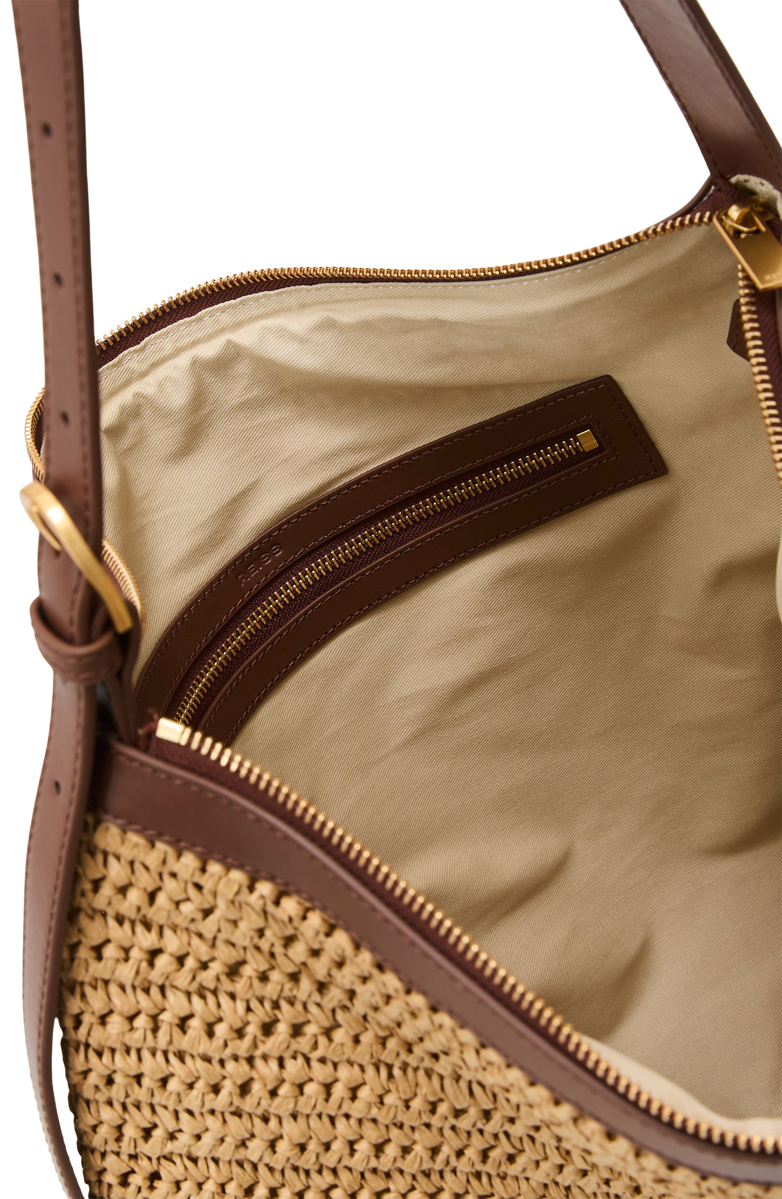 Reiss Vigo Raffia Shoulder Bag, Alternate, color, Natural
