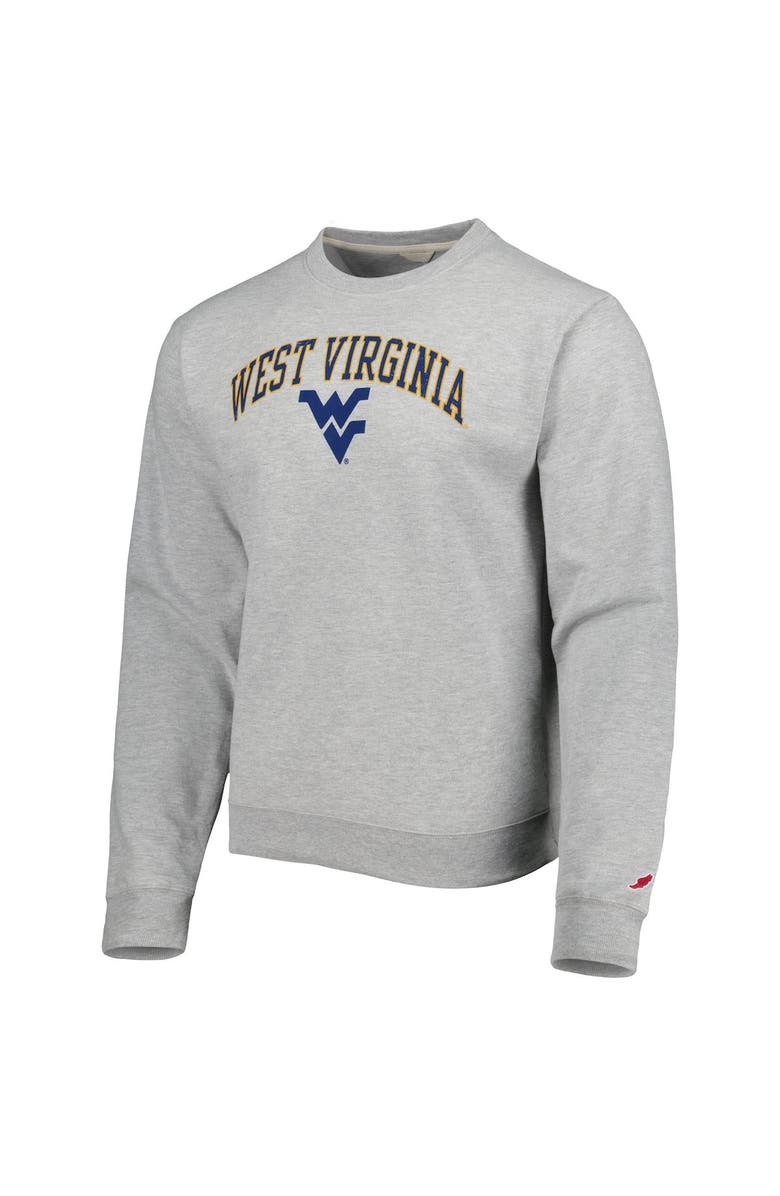 LEAGUE COLLEGIATE WEAR Men's League Collegiate Wear Heather Gray West Virginia Mountaineers 1965 Arch Essential Lightweight Pullover Sweatshirt, Alternate, color, Heather Gray