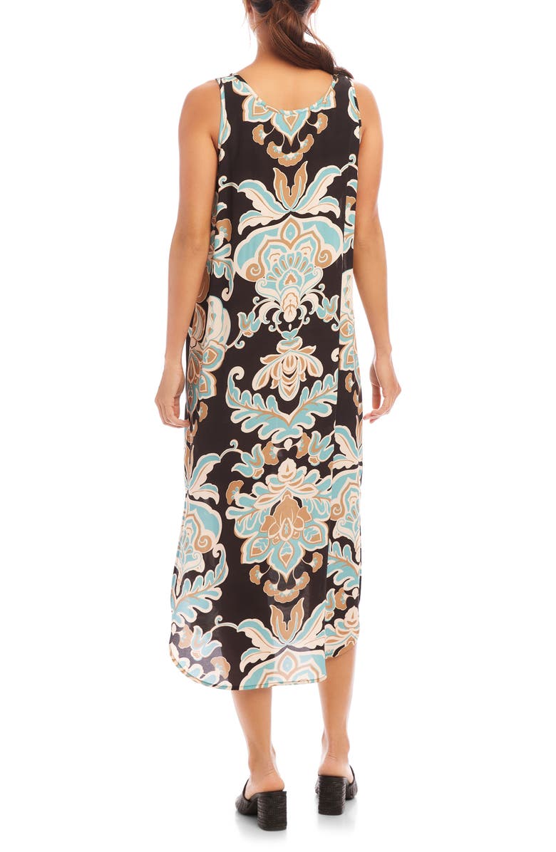 Karen Kane Damask Floral Print Tank Dress, Alternate, color, Black Print