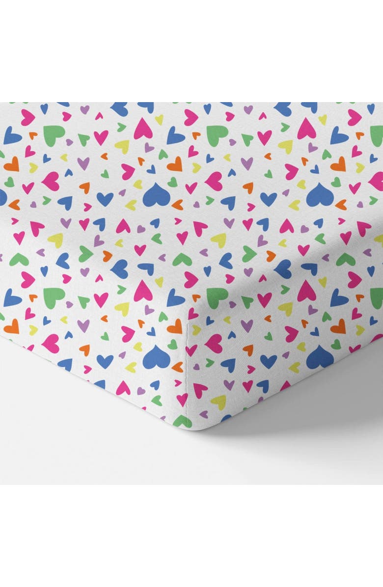 Norani Organic Fitted Crib Sheet, Main, color, Rainbow Hearts