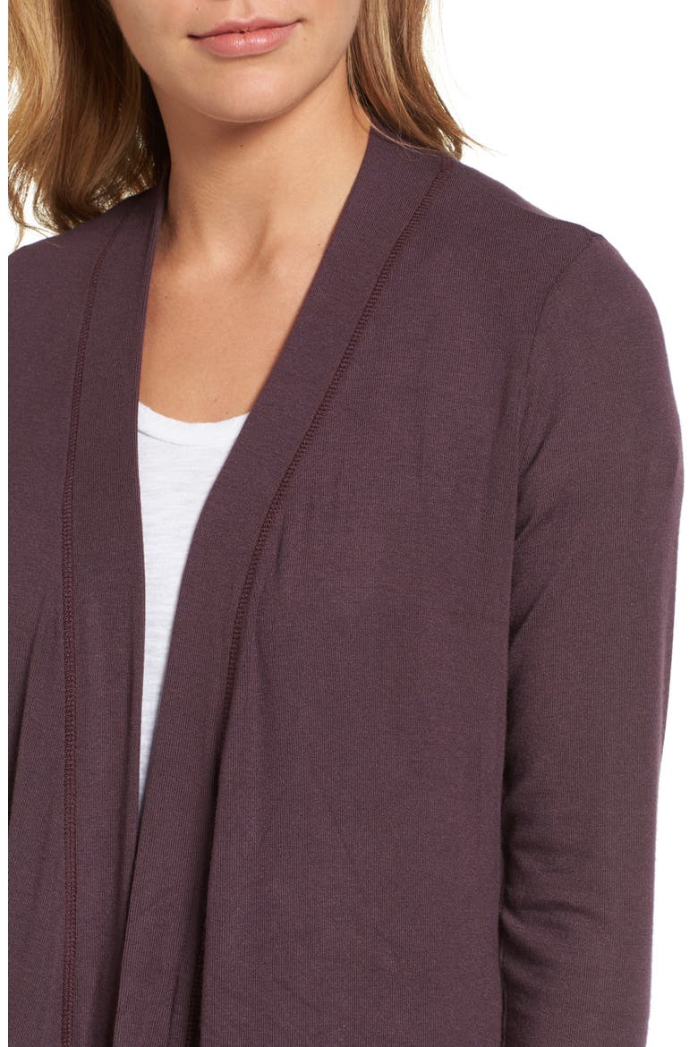 Exposed Topstitch Cardigan, Alternate, color, BURGUNDY