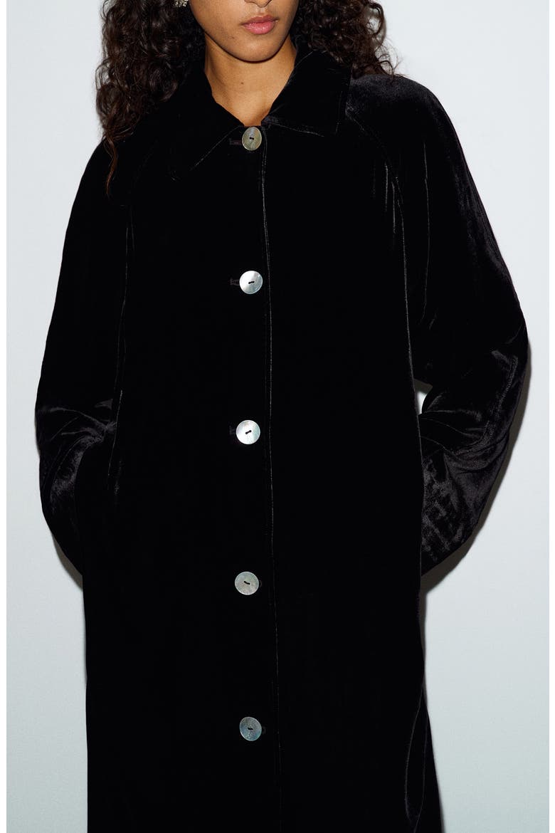 Valentine Velvet Coat, Alternate, color, BLACK