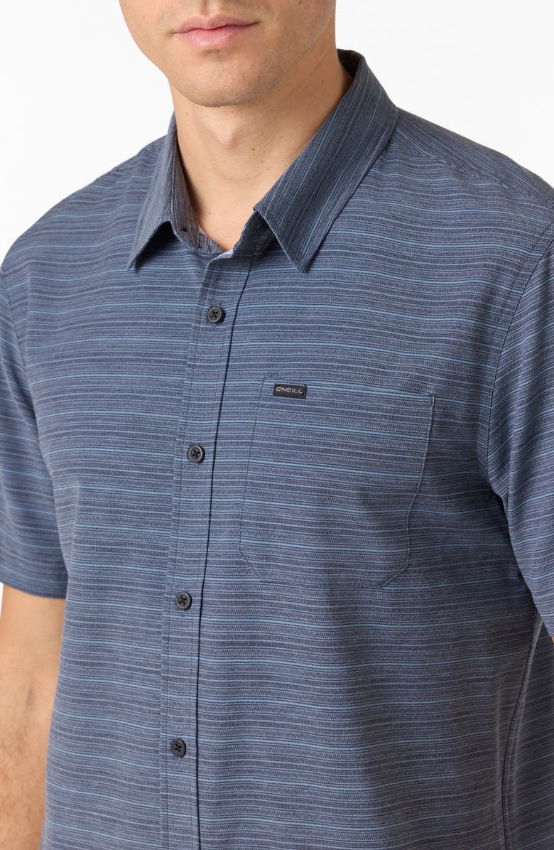 O'Neill TRVLR UPF Traverse Stripe Short Sleeve Performance Button-Up Shirt, Alternate, color, 