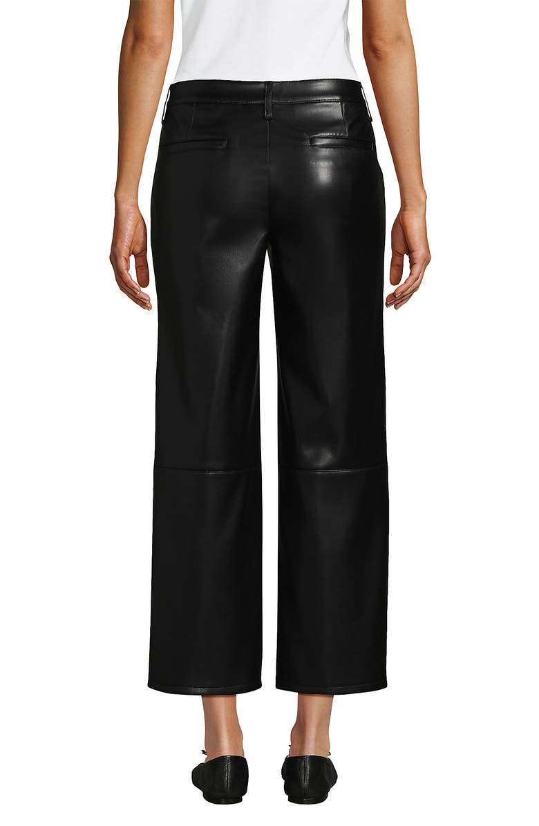 Lands' End Women Faux Leather Mid Rise Relaxed Straight Leg Crop Pants, Alternate, color, 