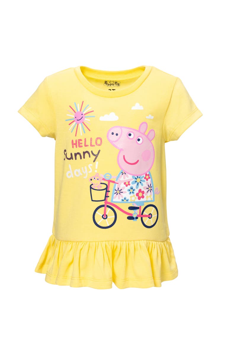 Peppa Pig T-Shirt & Bike Shorts Set, Alternate, color, Yellow / Blue
