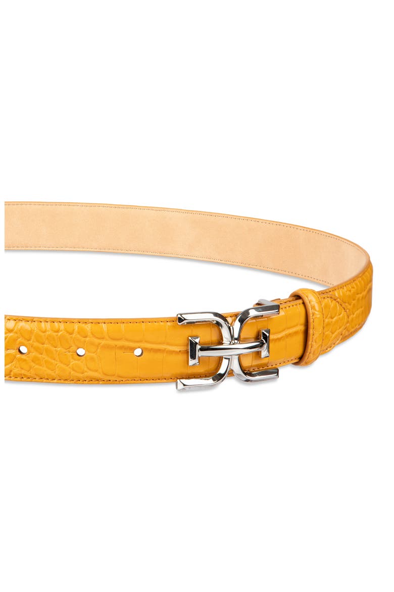 Logo Buckle Belt, Alternate, color, MUSTARD CROC